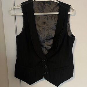 Vintage Old Navy Women's Black Pinstripe Vest - Classic Formal Waistcoat